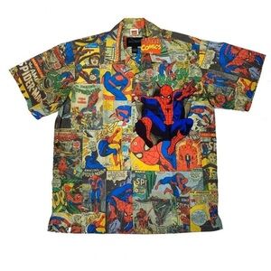 Marvel Comics x Ralph Marlin Spider-Man All Over Print NWOT Button Shirt